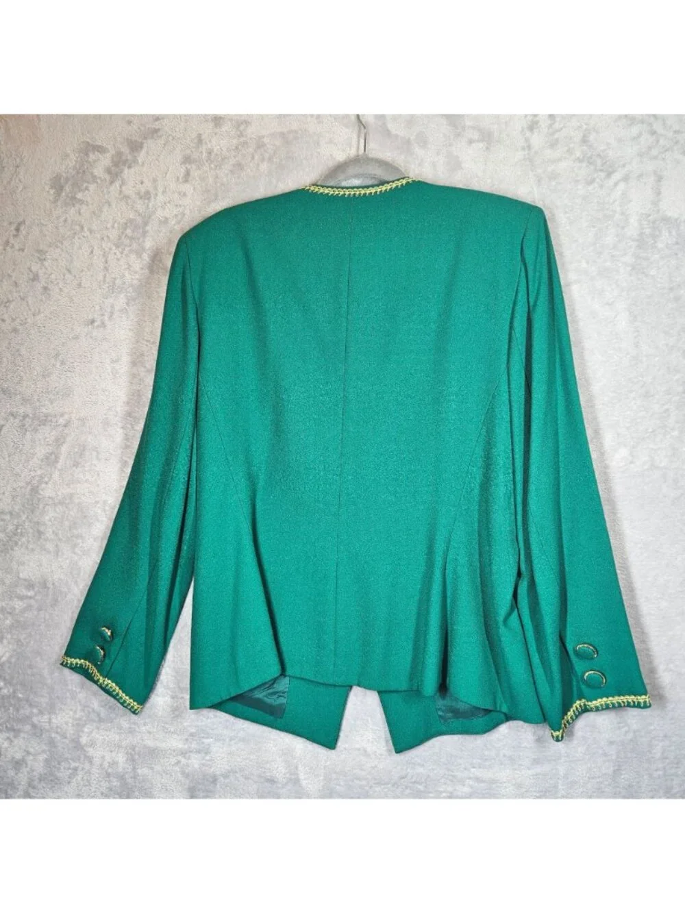 Kasper Womens 14 Green Embroidered Blazer Skirt Suit Set career formal